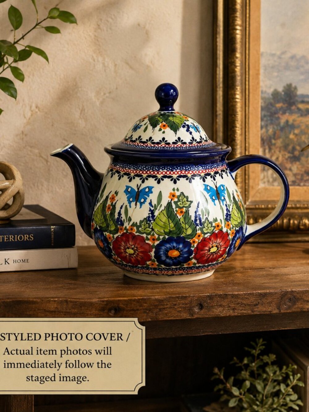Boleslawiec ART-149 Butterfly Teapot 596 UNIKAT | Signed H Kuprysz